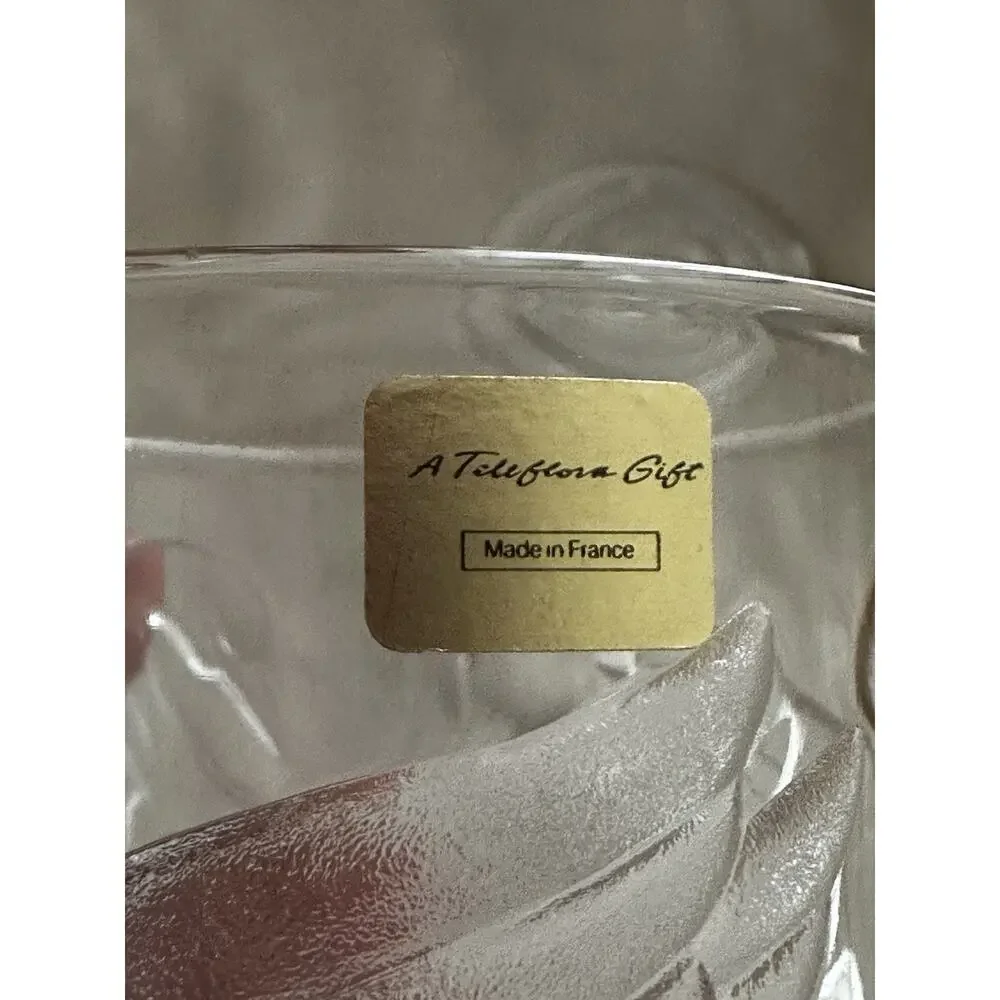 Gloria Vanderbilt Swan Glass Jar with Lid for TELEFLORA Embossed Signed Clear